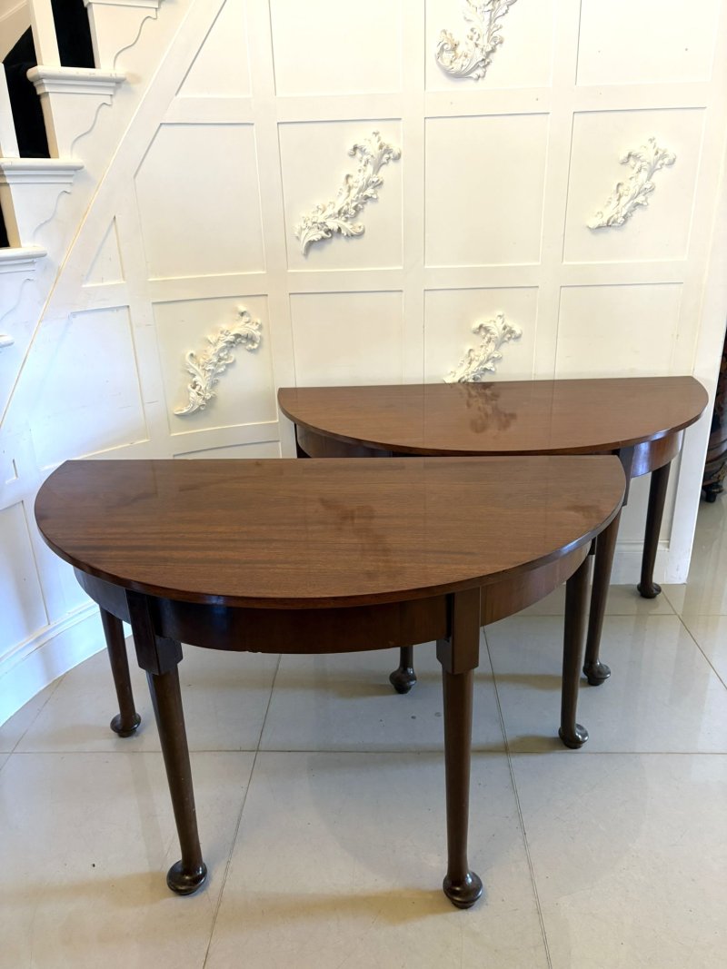 Antique Rare Georgian Figured Mahogany Metamorphic Dining Table Console Pair 12 Seater - Image 12